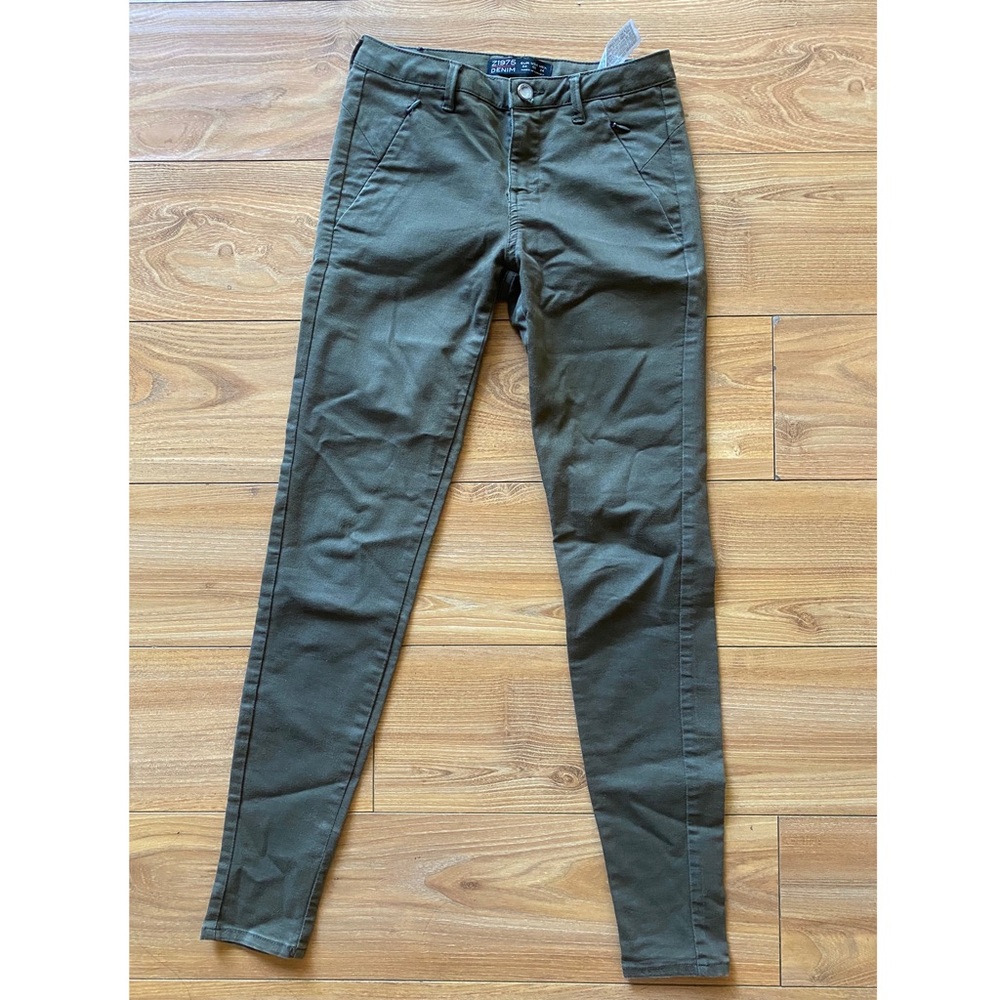 Zara Olive Green Low Rose Skinny Jeans